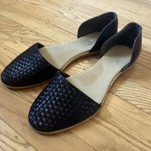 Seychelles black woven D’orsay leather flats size 8.5